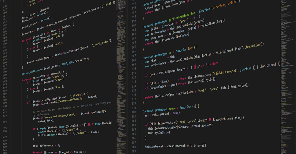 Close-up view of programming code in a text editor on a computer screen.